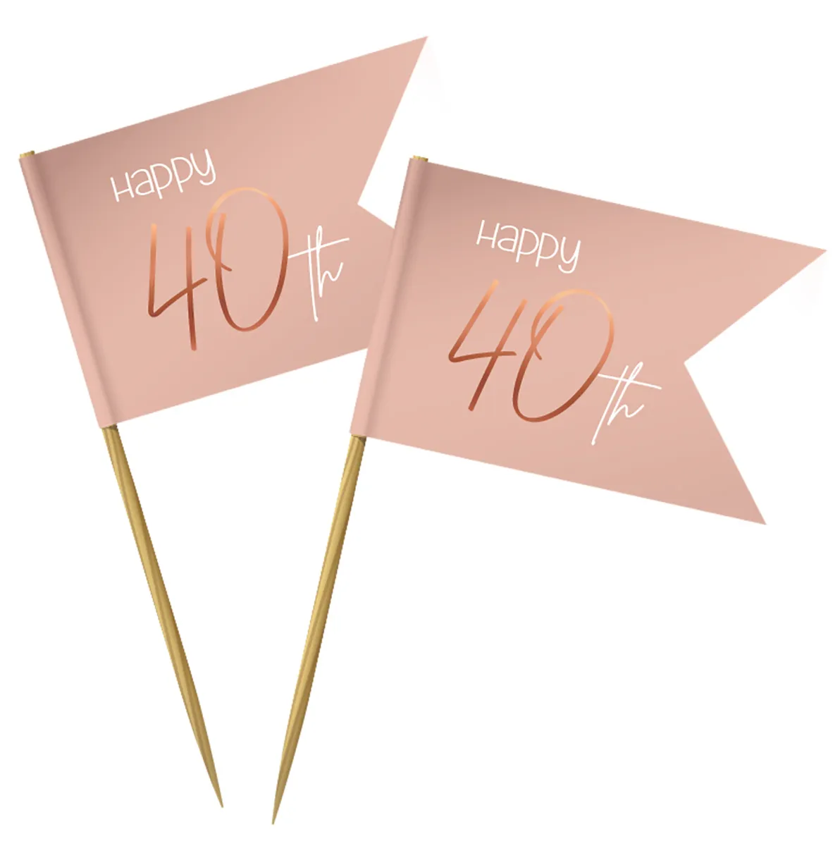 36 stuzzicadenti 40° compleanno rosa oro elegant blush