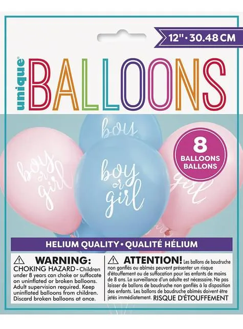8 palloncini in lattice (32 cm) - Boy or Girl