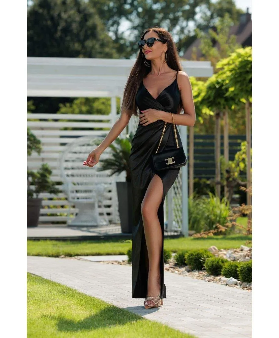 Abito donna, lungo - In raso -nero