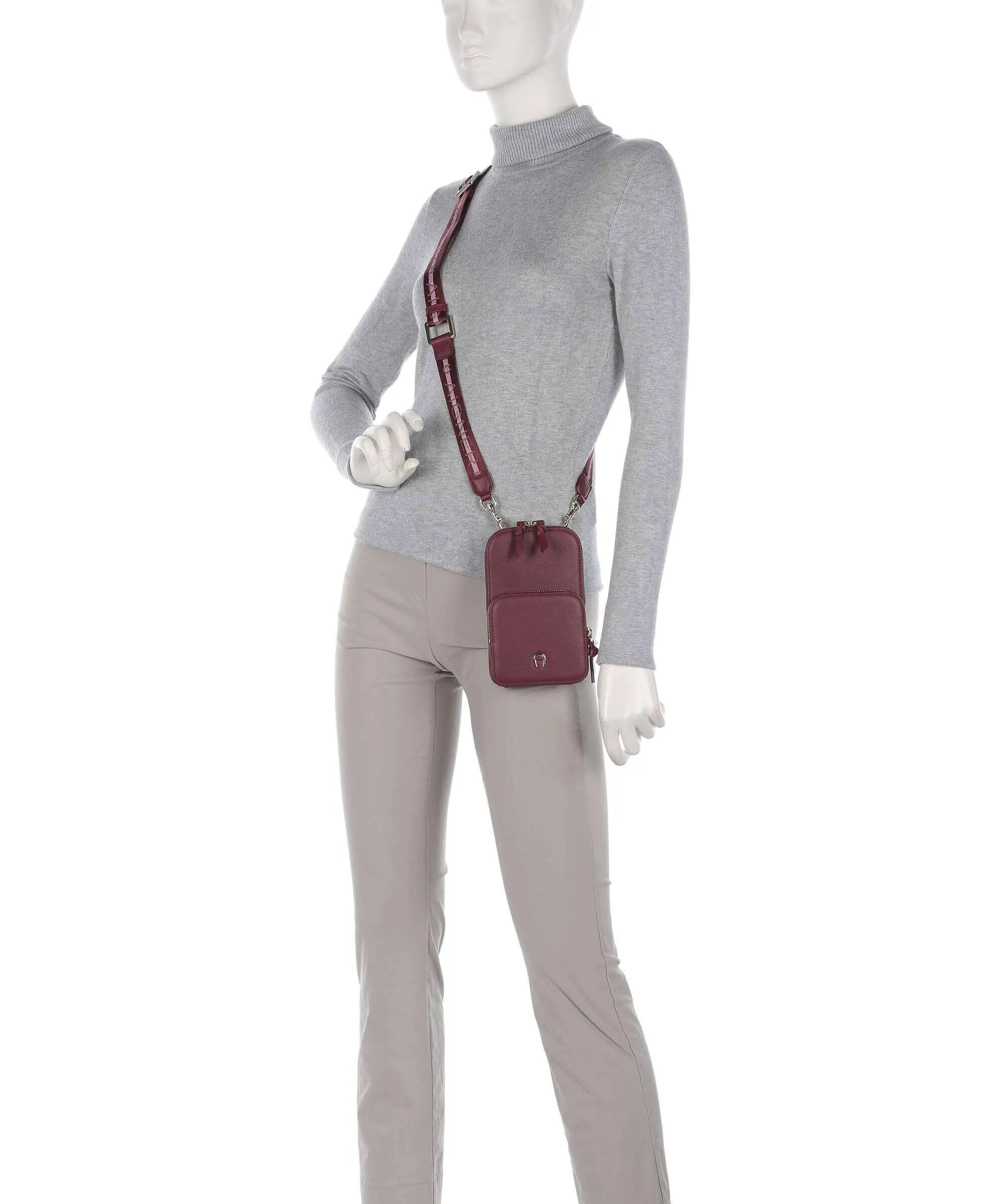  Aigner Zita Borsetta porta cellulare pelle di vacchetta grana vino  