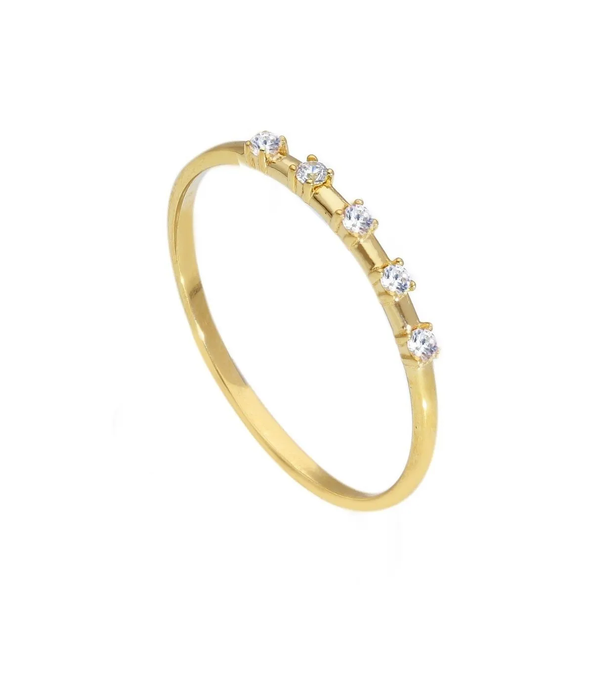 Anello Raggi Fantasia Oro Giallo 9Kt Zirconi Bianchi