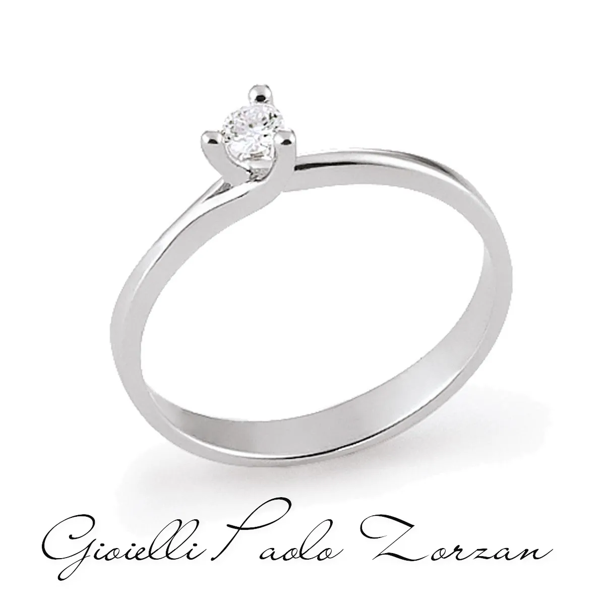 Anello solitario in oro bianco 18kt con Diamante ct 0.10 AD046-LB