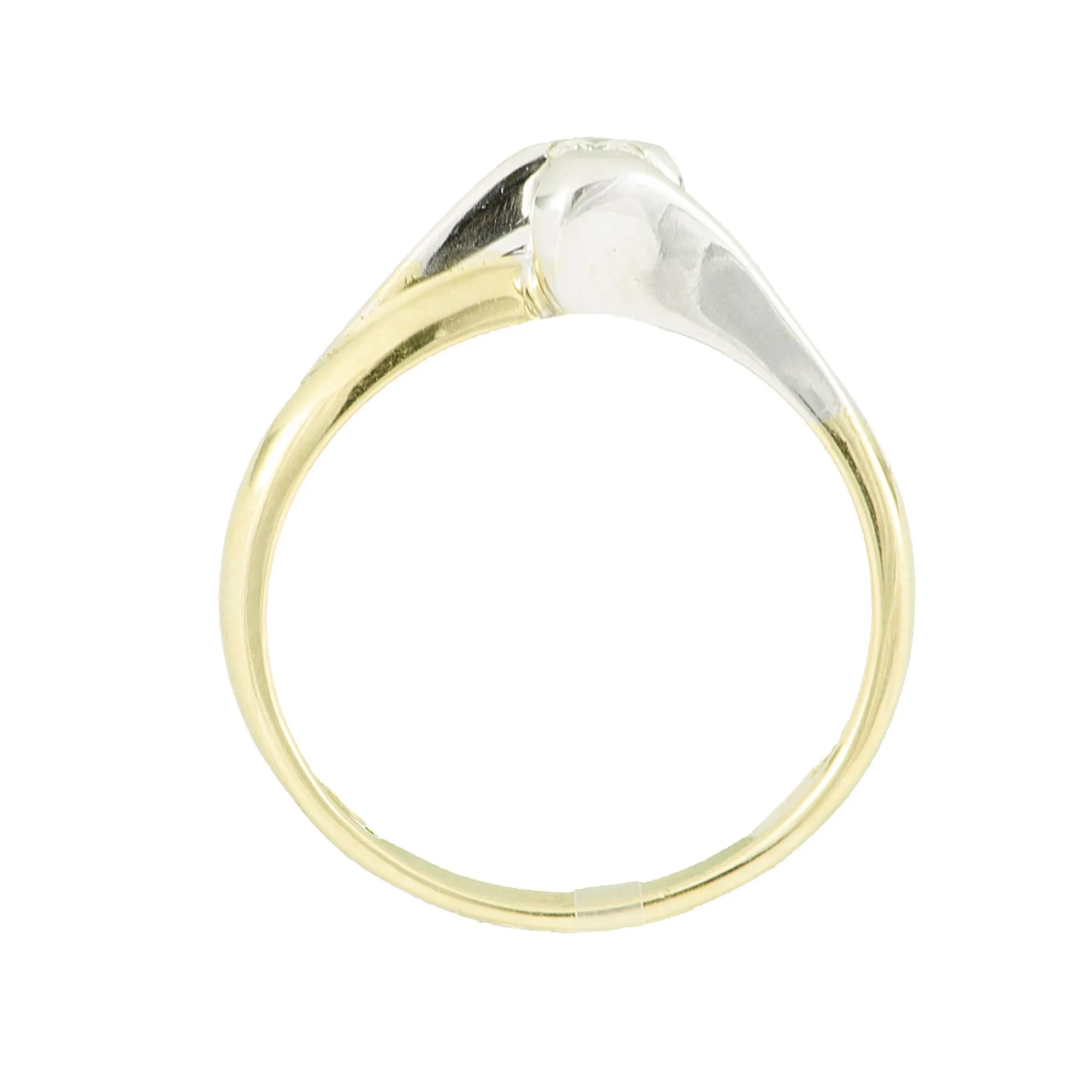 ANELLO SOLITARIO IN ORO BIANCO E GIALLO CON DIAMANTE CT 0,08  MIS 15