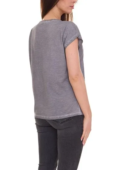 Aniston CASUAL camicia a maniche corte T-shirt da donna alla moda con stampa di farfalle 16014105 grigio