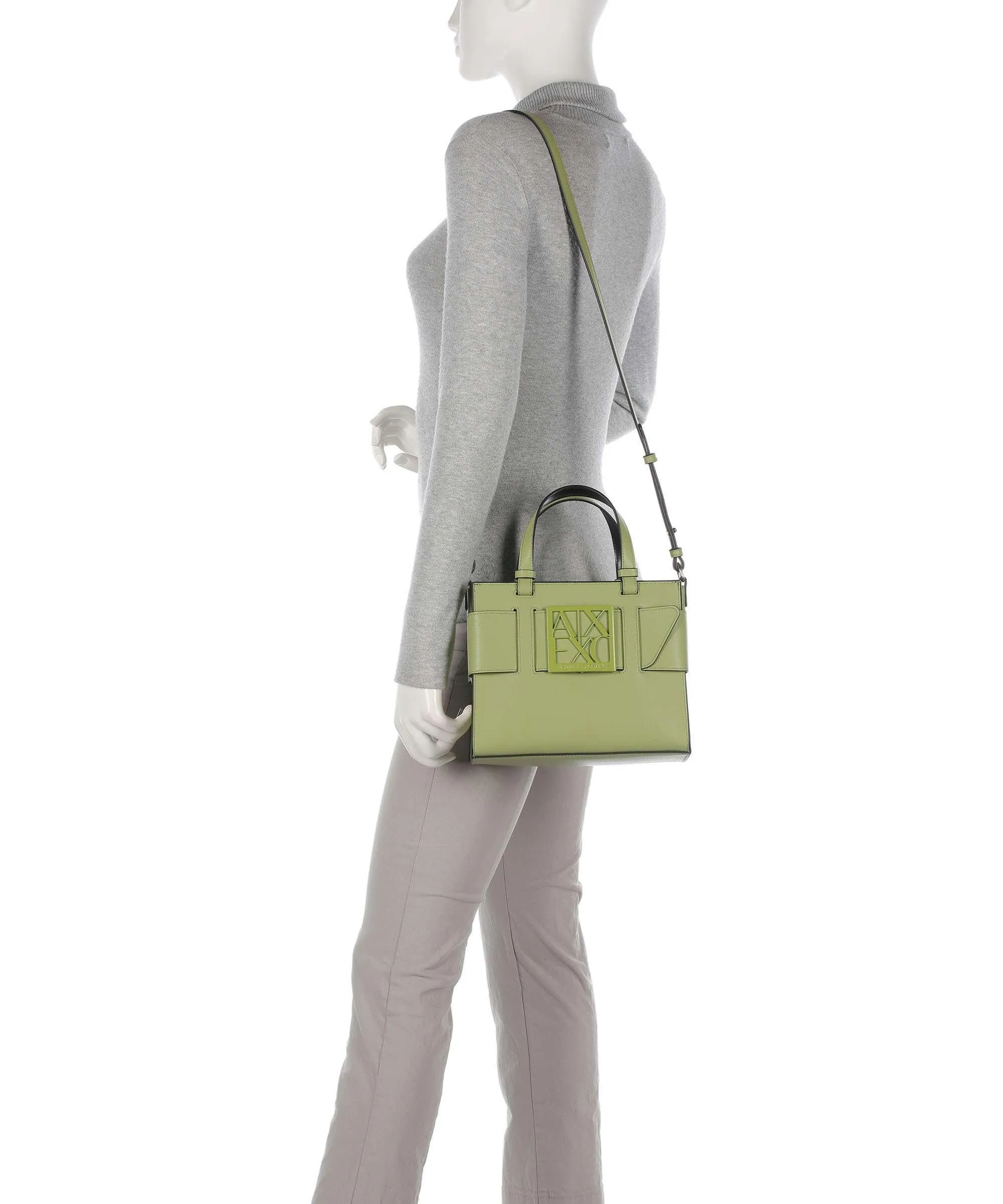  Armani Exchange Susie M Borsa a mano pelle sintetica verde-oliva  