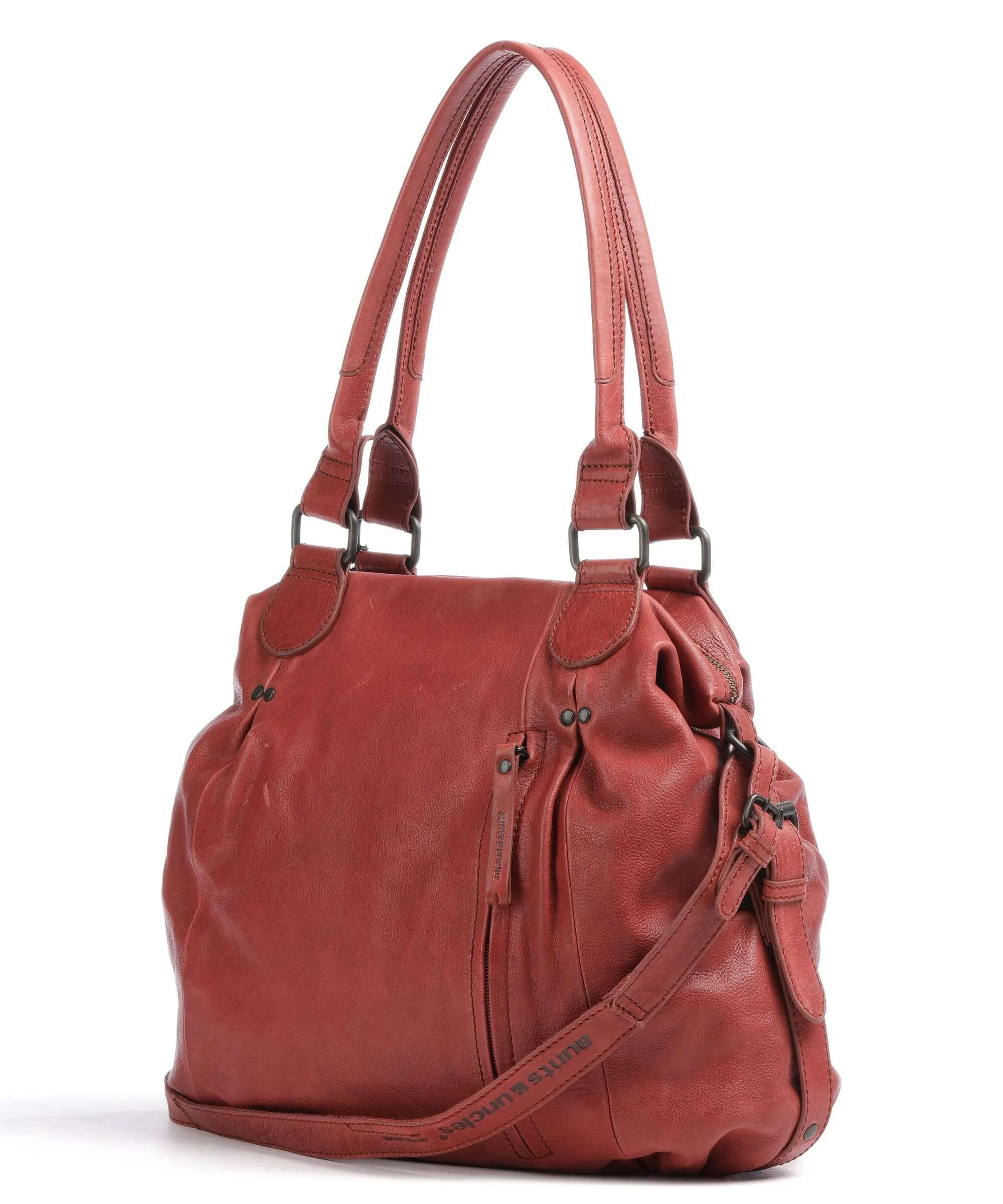  Aunts & Uncles Coffee Klatsch Cara Borsa a spalla pelle di vacchetta finemente grana rosso  