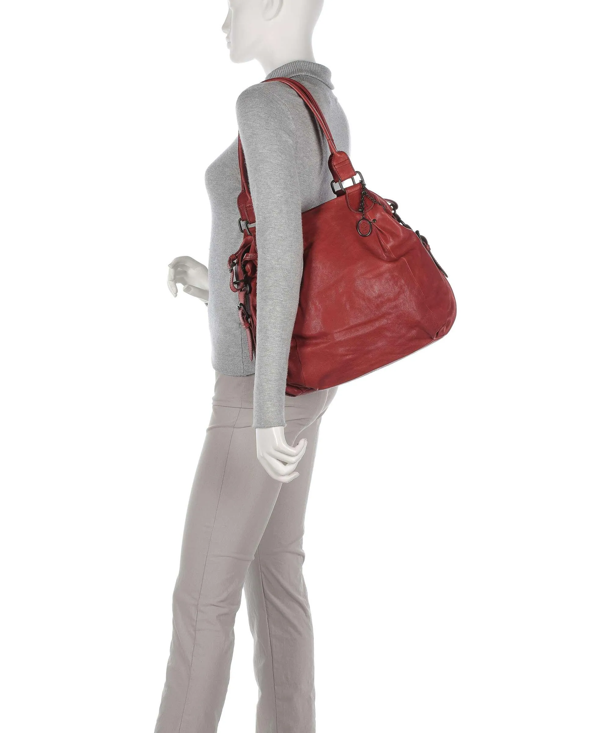  Aunts & Uncles Coffee Klatsch Cara Borsa a spalla pelle di vacchetta finemente grana rosso  
