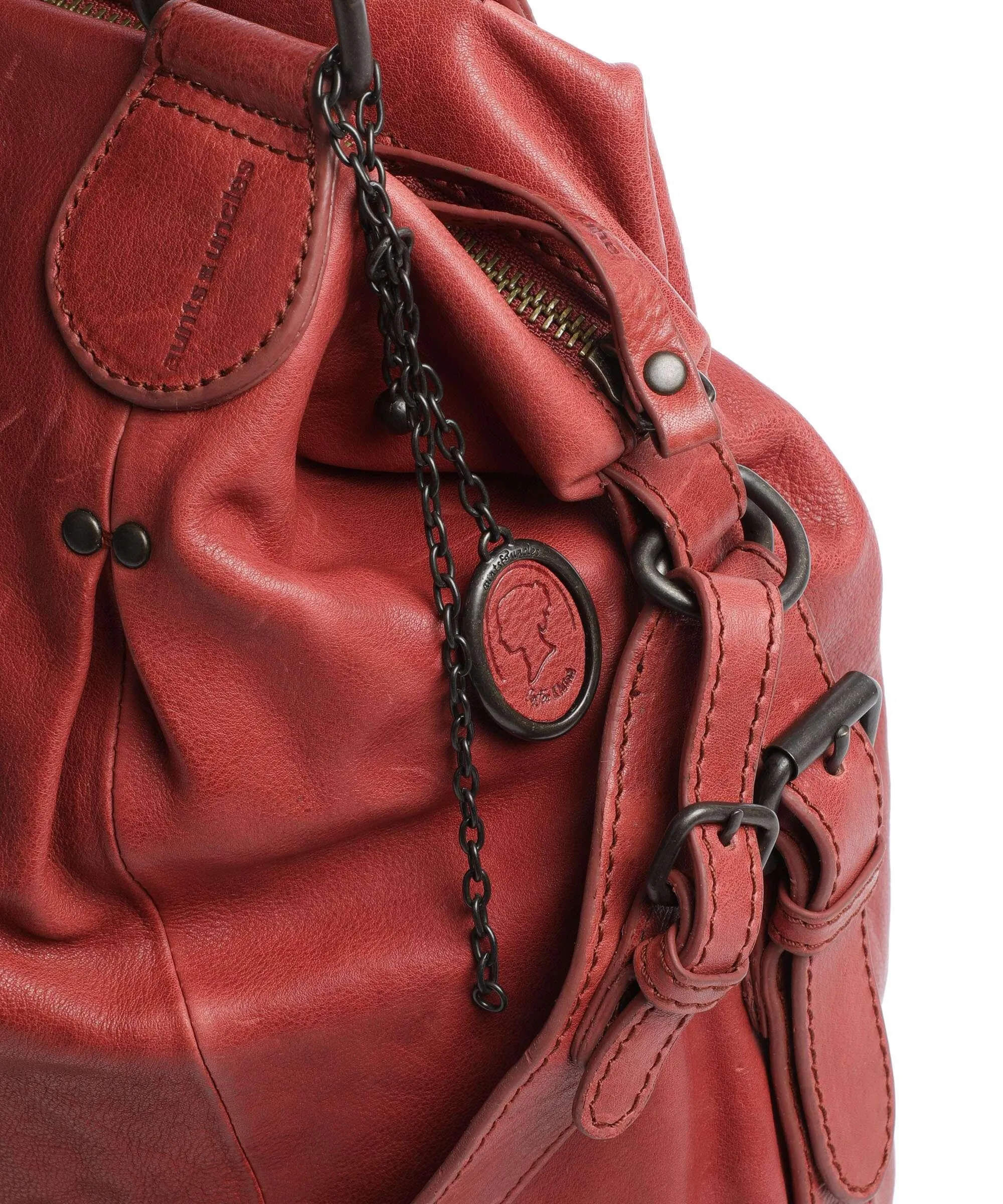  Aunts & Uncles Coffee Klatsch Cara Borsa a spalla pelle di vacchetta finemente grana rosso  