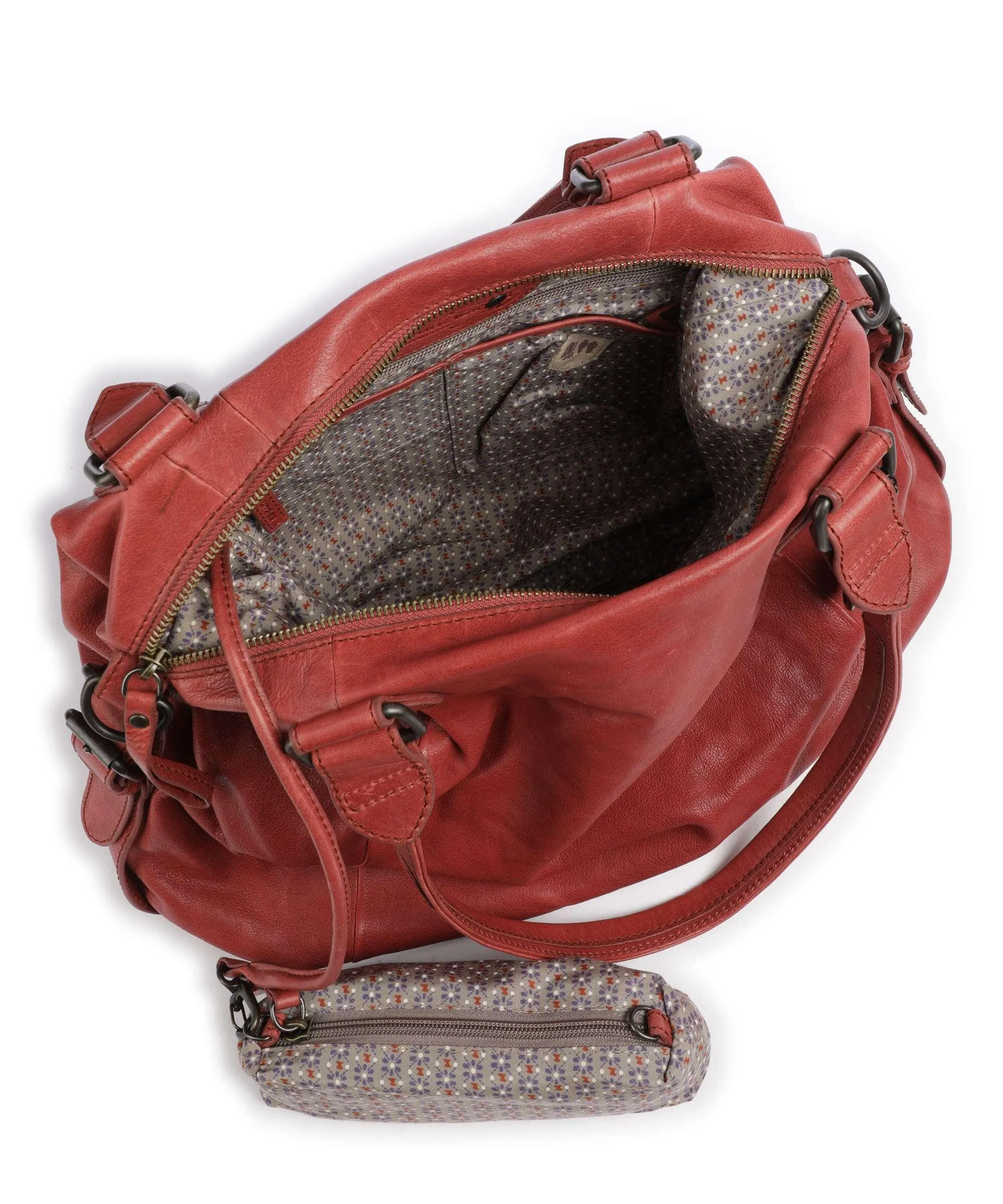  Aunts & Uncles Coffee Klatsch Cara Borsa a spalla pelle di vacchetta finemente grana rosso  