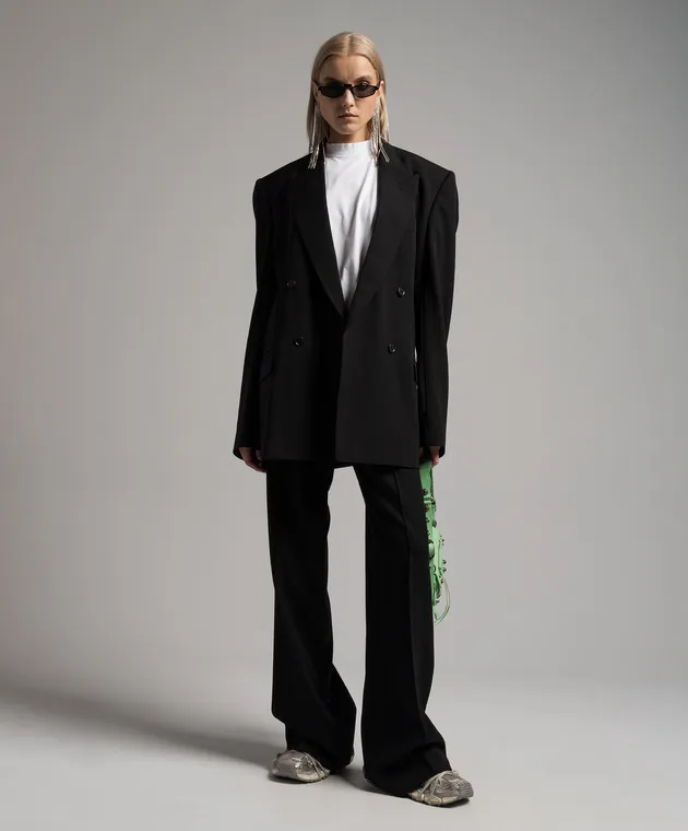 Balenciaga Pantaloni neri in lana 773246TPT32