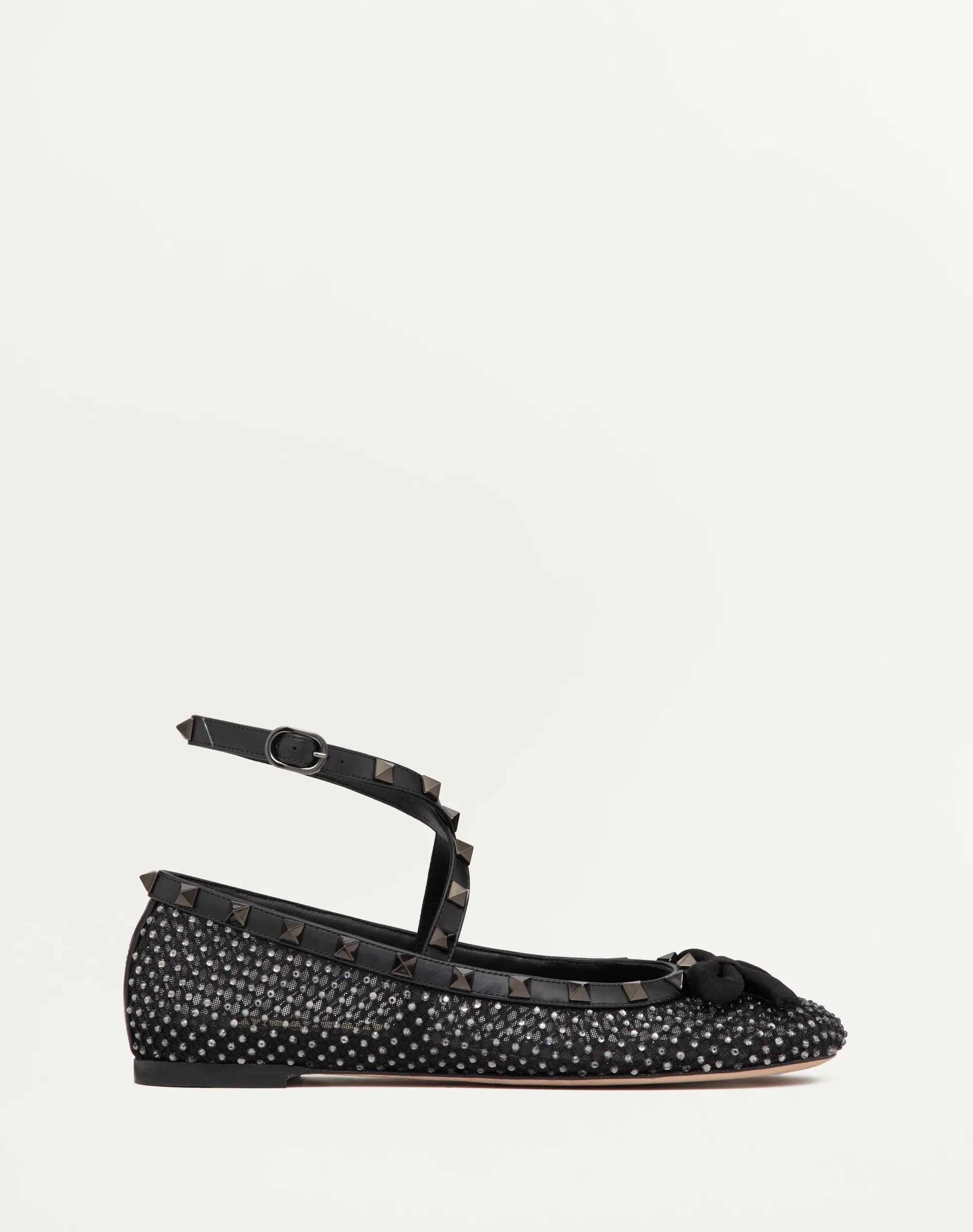BALLERINA ROCKSTUD IN RETE CON CRISTALLI E BORCHIE IN TONO