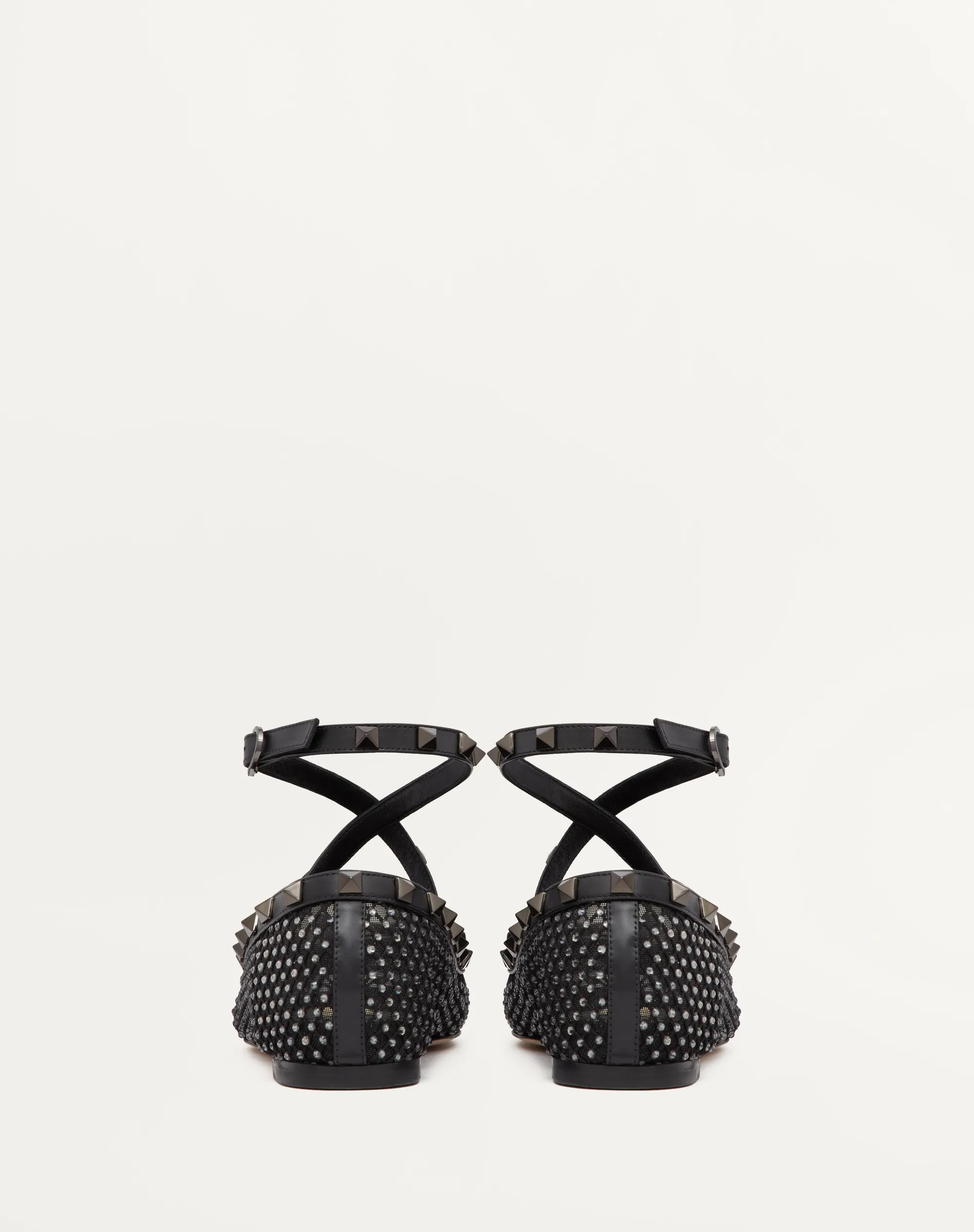 BALLERINA ROCKSTUD IN RETE CON CRISTALLI E BORCHIE IN TONO