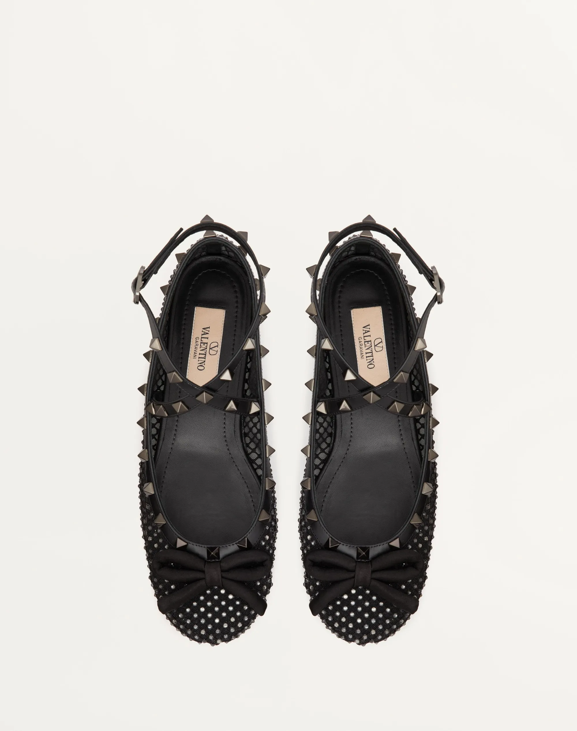 BALLERINA ROCKSTUD IN RETE CON CRISTALLI E BORCHIE IN TONO
