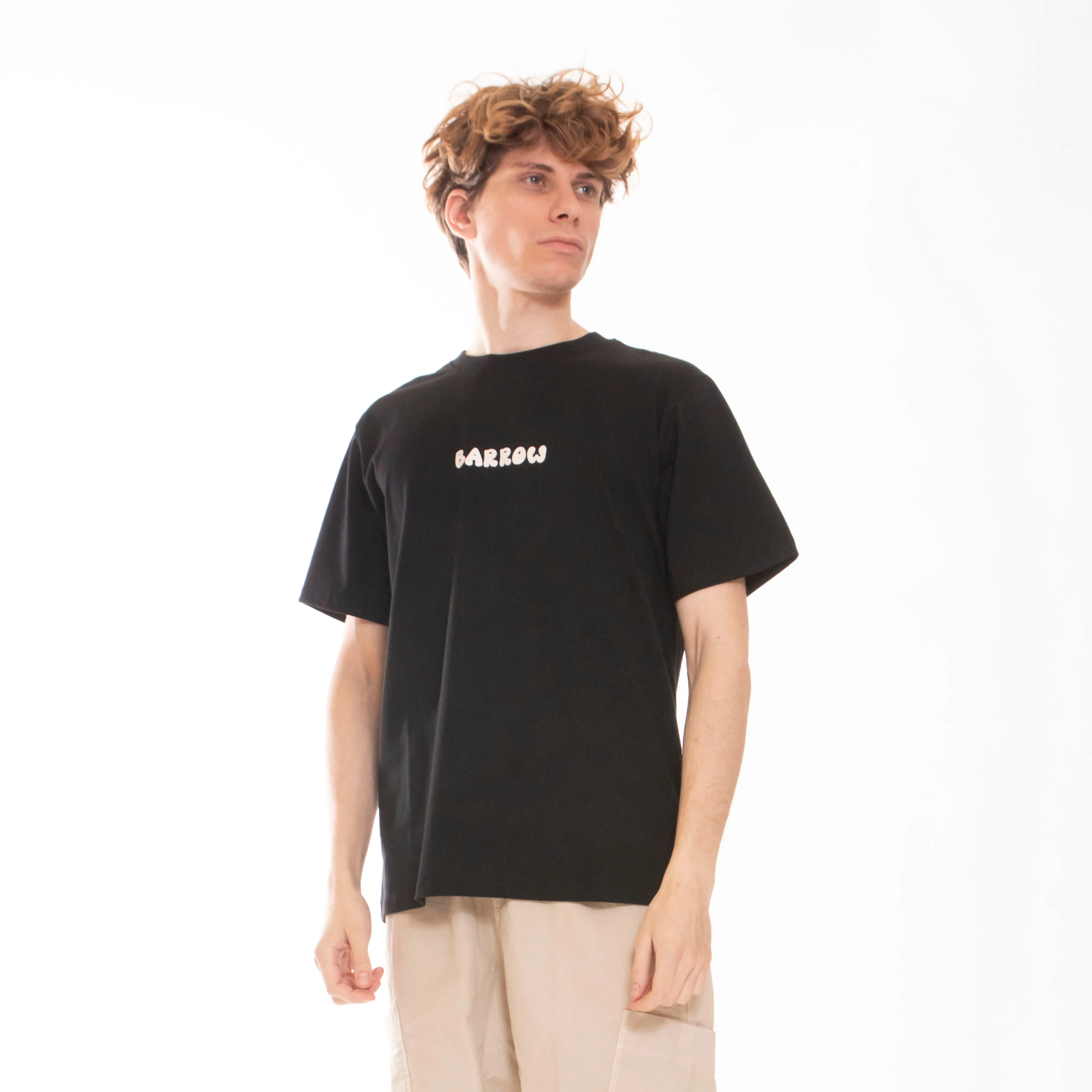BARROW T-SHIRT UP SIDE DOWN TEDDY PRINT BLACK