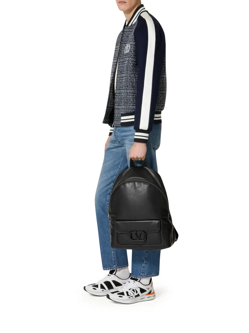 BOMBER IN TWEED DI COTONE E VISCOSA CON PATCH VLOGO SIGNATURE