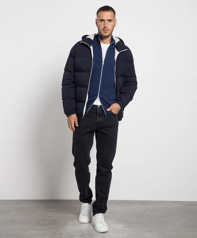 Brunello Cucinelli Piumino trapuntato blu MM4031900