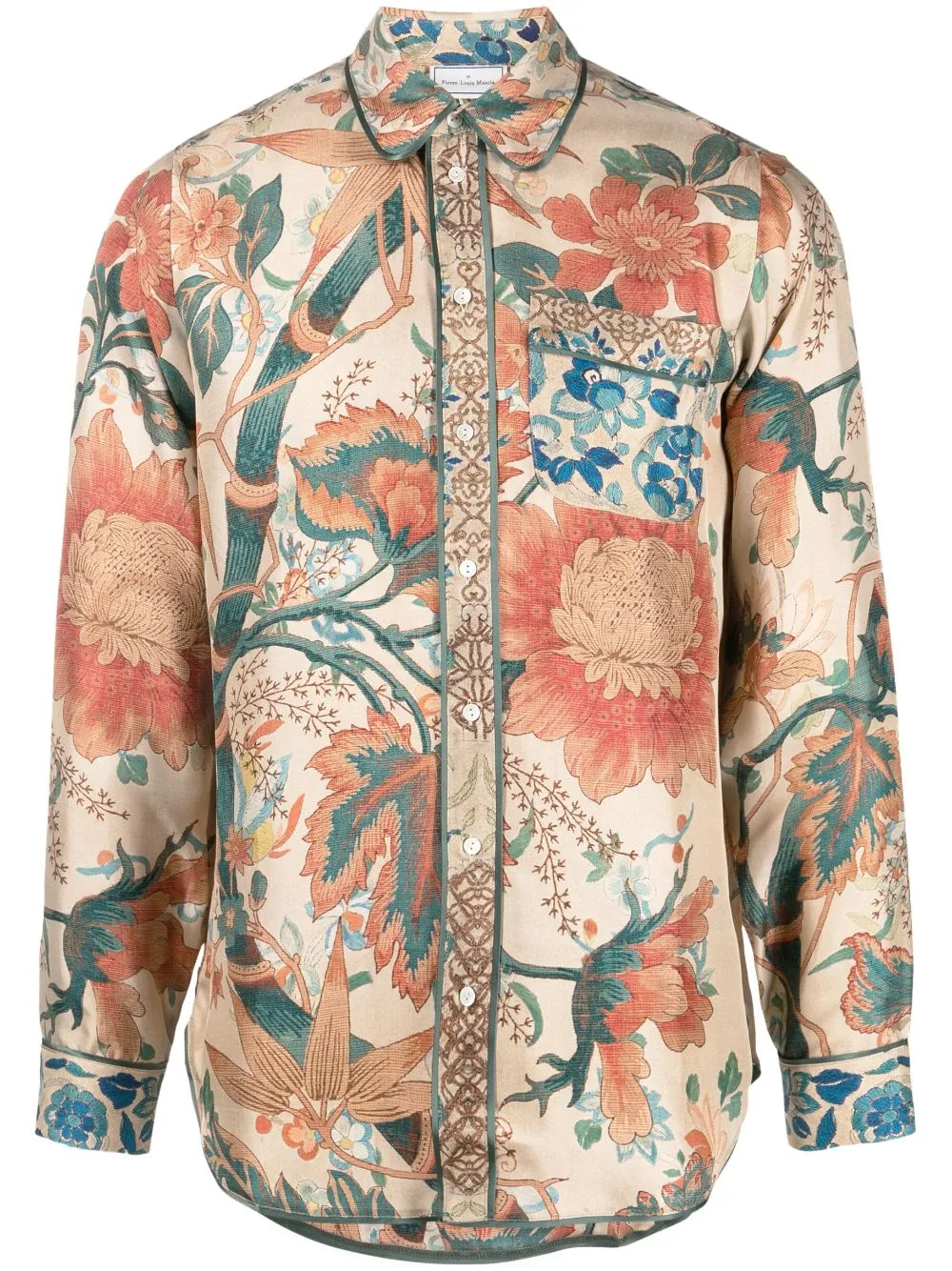camicia beige stampa a fiori