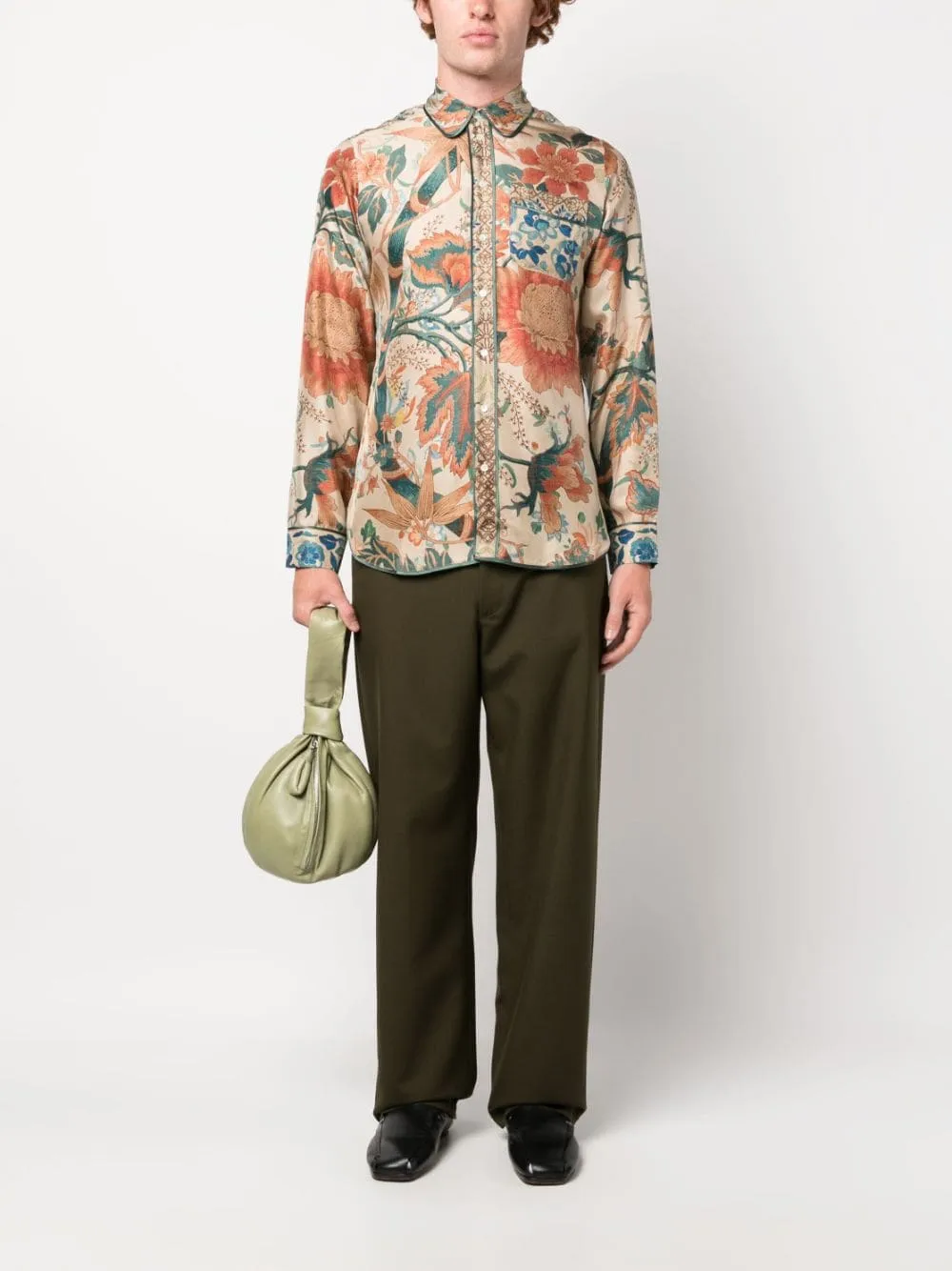 camicia beige stampa a fiori