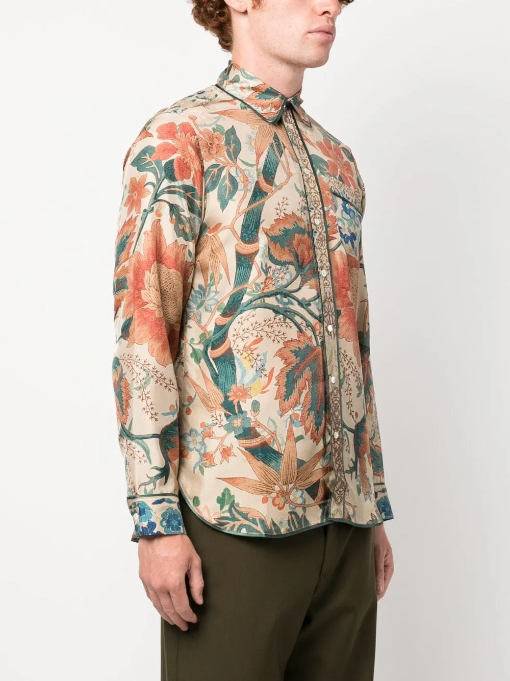 camicia beige stampa a fiori