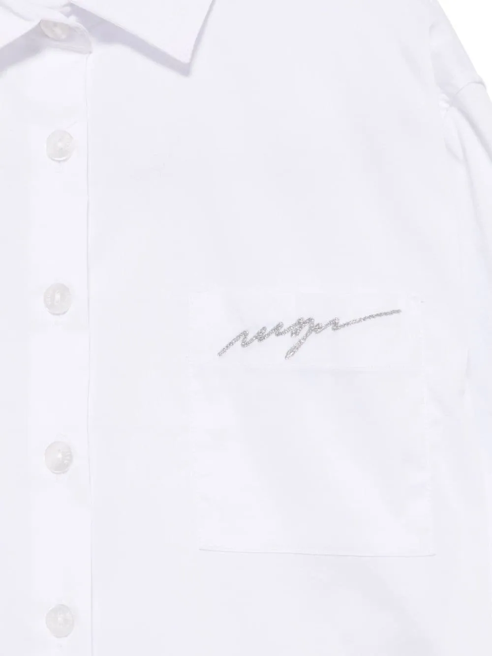 Camicia con ricamo per bambina MSGM Kids bianca con logo sul petto