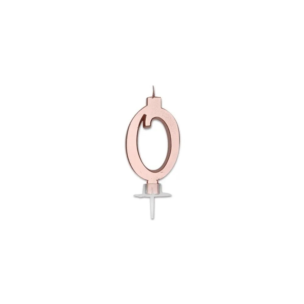 Candelina Italic Rosa Oro Metal 7 cm Numero 0