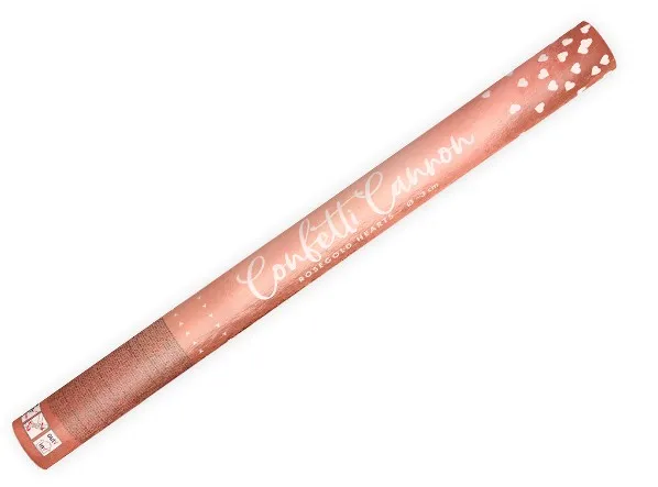 Cannone coriandoli a cuore rosa oro 60cm