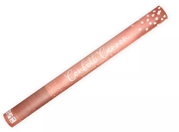 Cannone coriandoli a cuore rosa oro 60cm