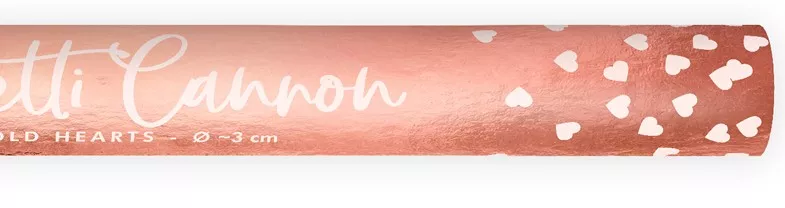 Cannone coriandoli a cuore rosa oro 60cm