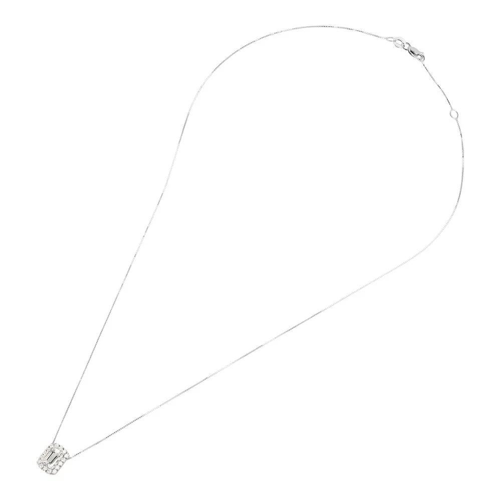 Collana Acquamarina Oro Bianco 750/1000 Acquamarina 0,5 ct Diamante Bianco 0,12 ct 40 + 2 cm 1664966