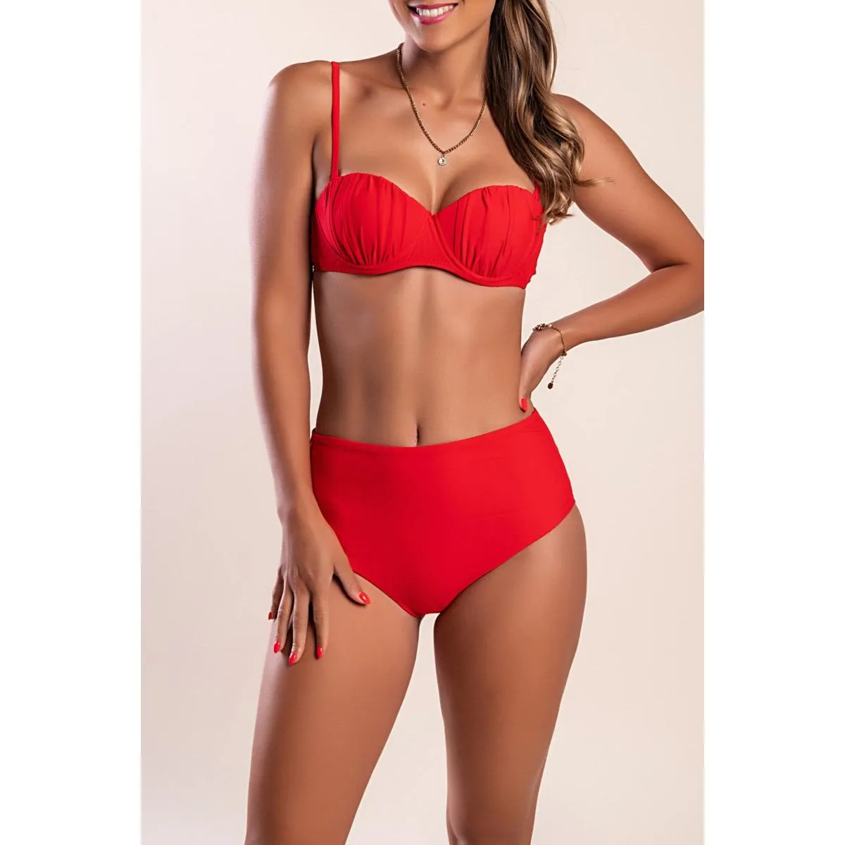 Costume da bagno due pezzi, rosso
