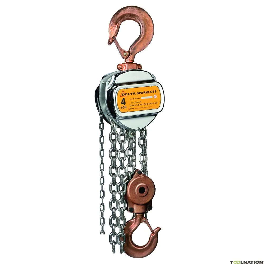 Delta DC.0.06304006 Paranco a catena manuale antiscintilla con catena di carico in acciaio inox - Zona ATEX 1- 4 tonnellate - 6 