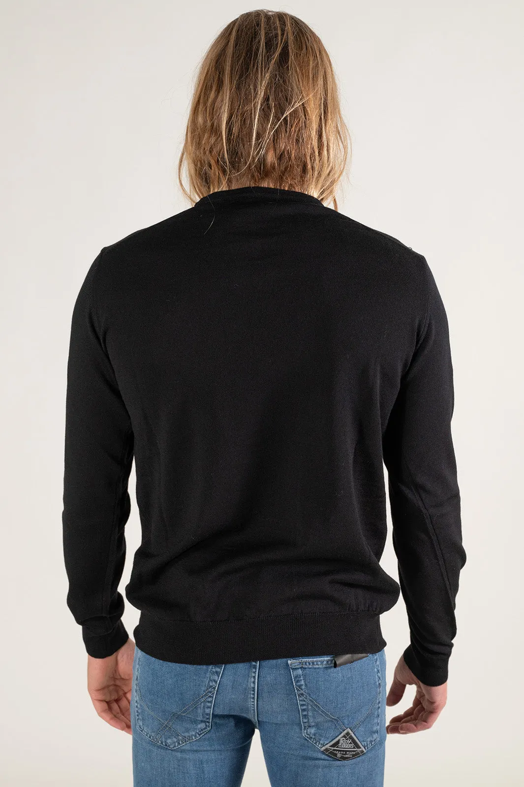 Elia Uomo Girocollo nero Elia Puro Merinos Zegna Baruffa Made in italy  