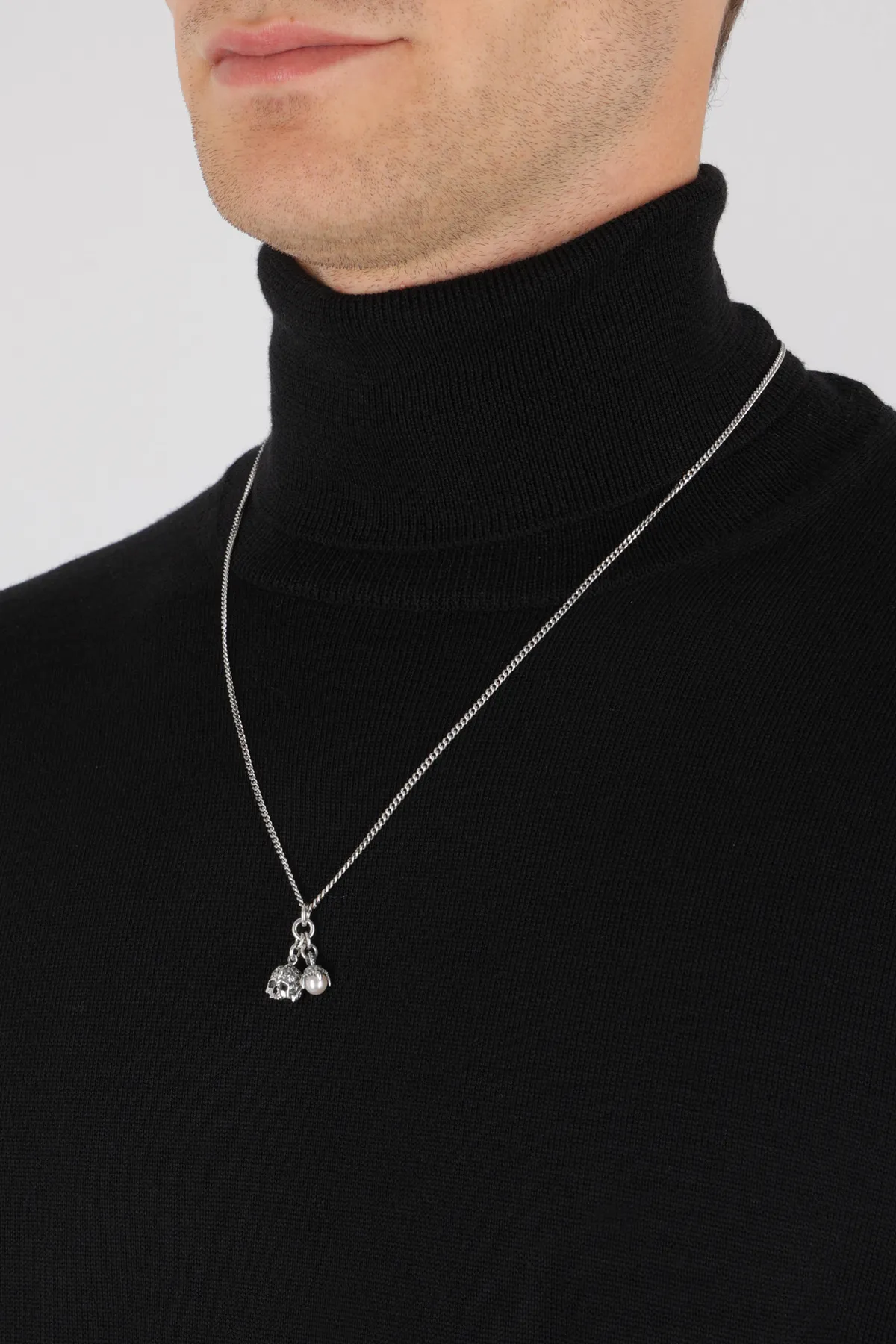 EMANUELE BICOCCHI collana a catena Pearl and Skull in argento 925