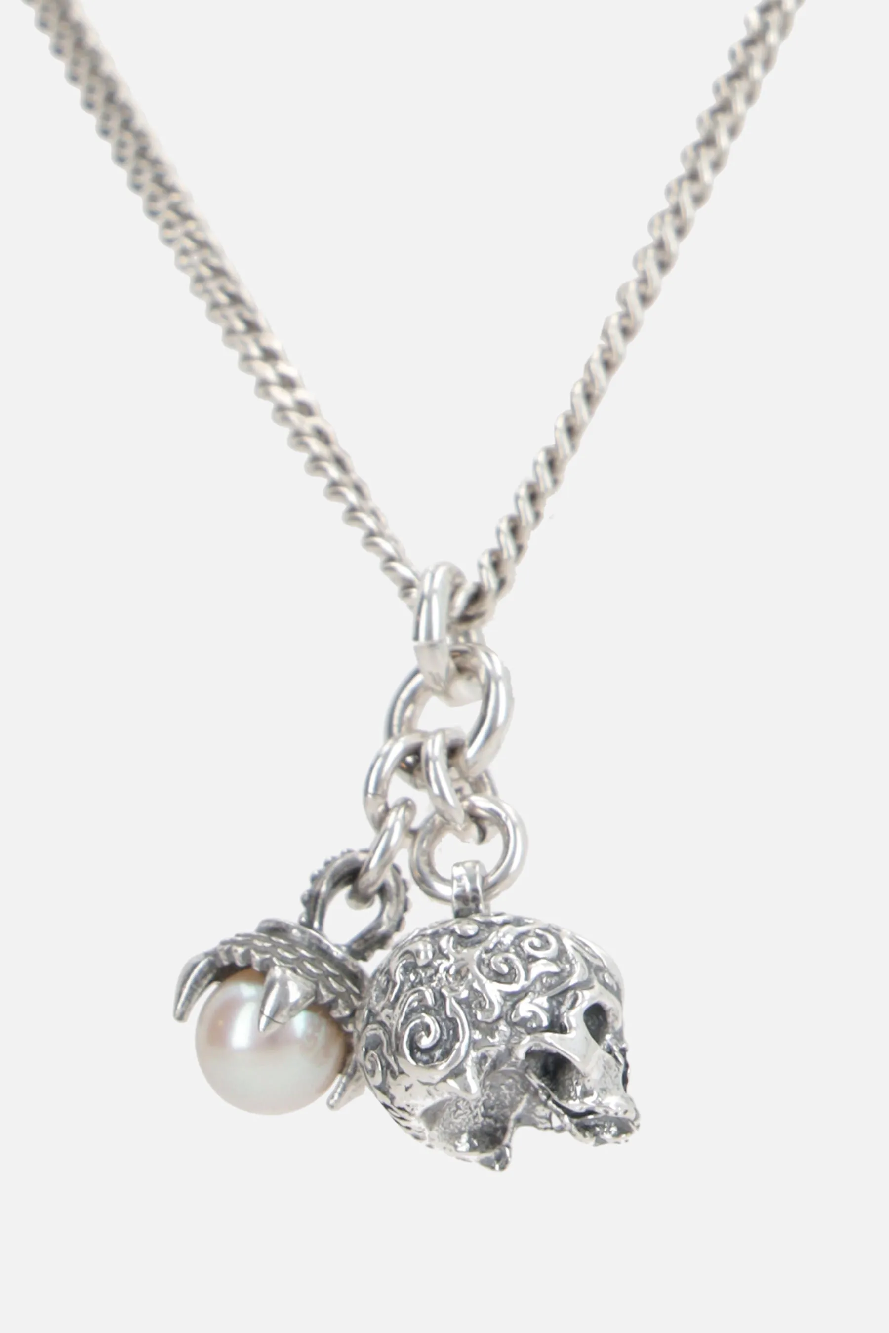 EMANUELE BICOCCHI collana a catena Pearl and Skull in argento 925
