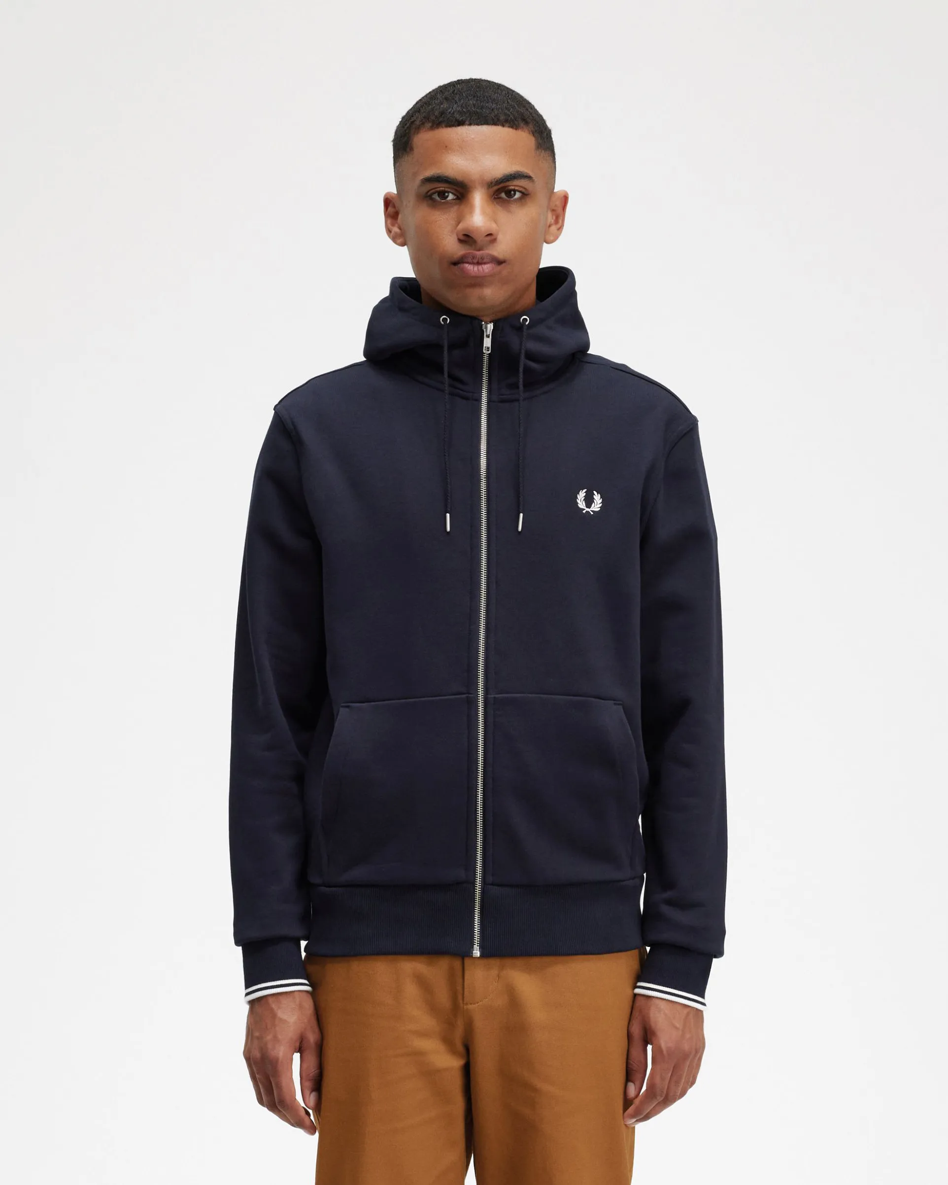 Felpa blu con cappuccio e chiusura zip