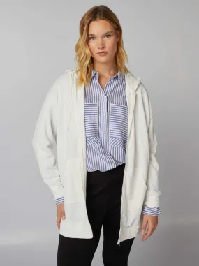 Felpa con cappuccio e zip - BIANCO