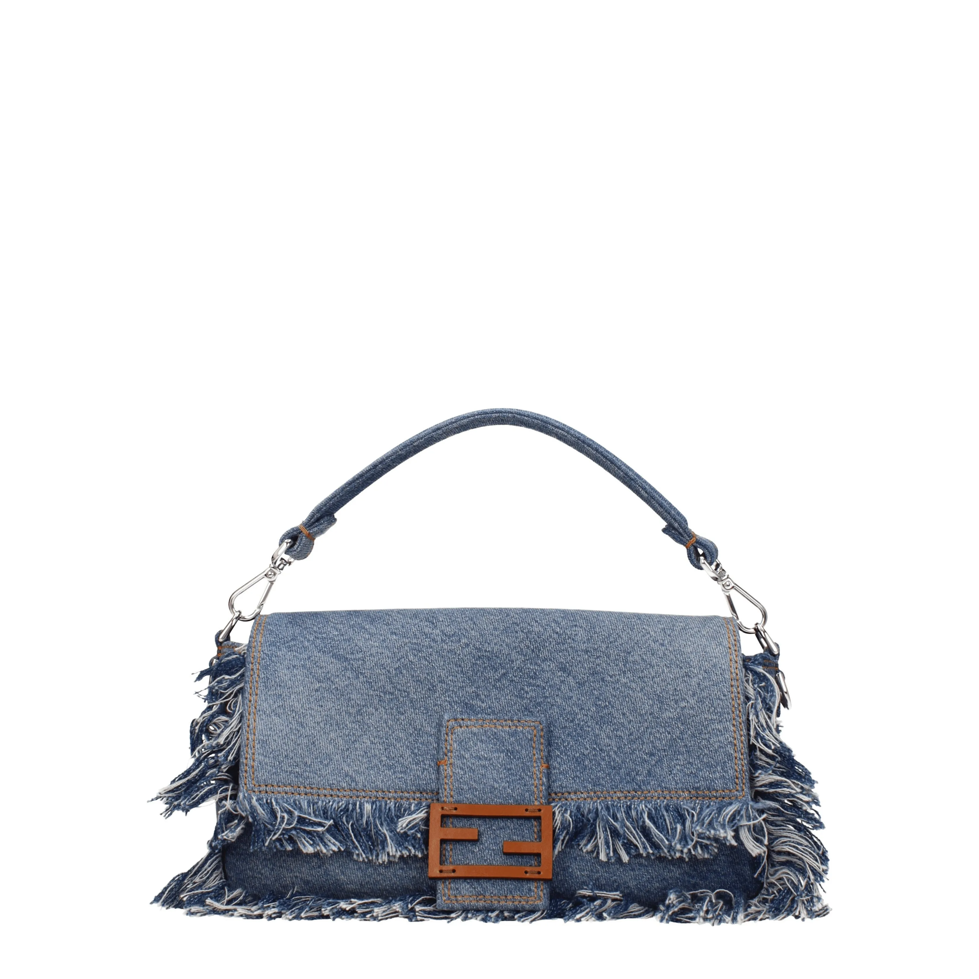 Fendi Borse a Mano Baguette Uomo Tessuto Blu/Jeans