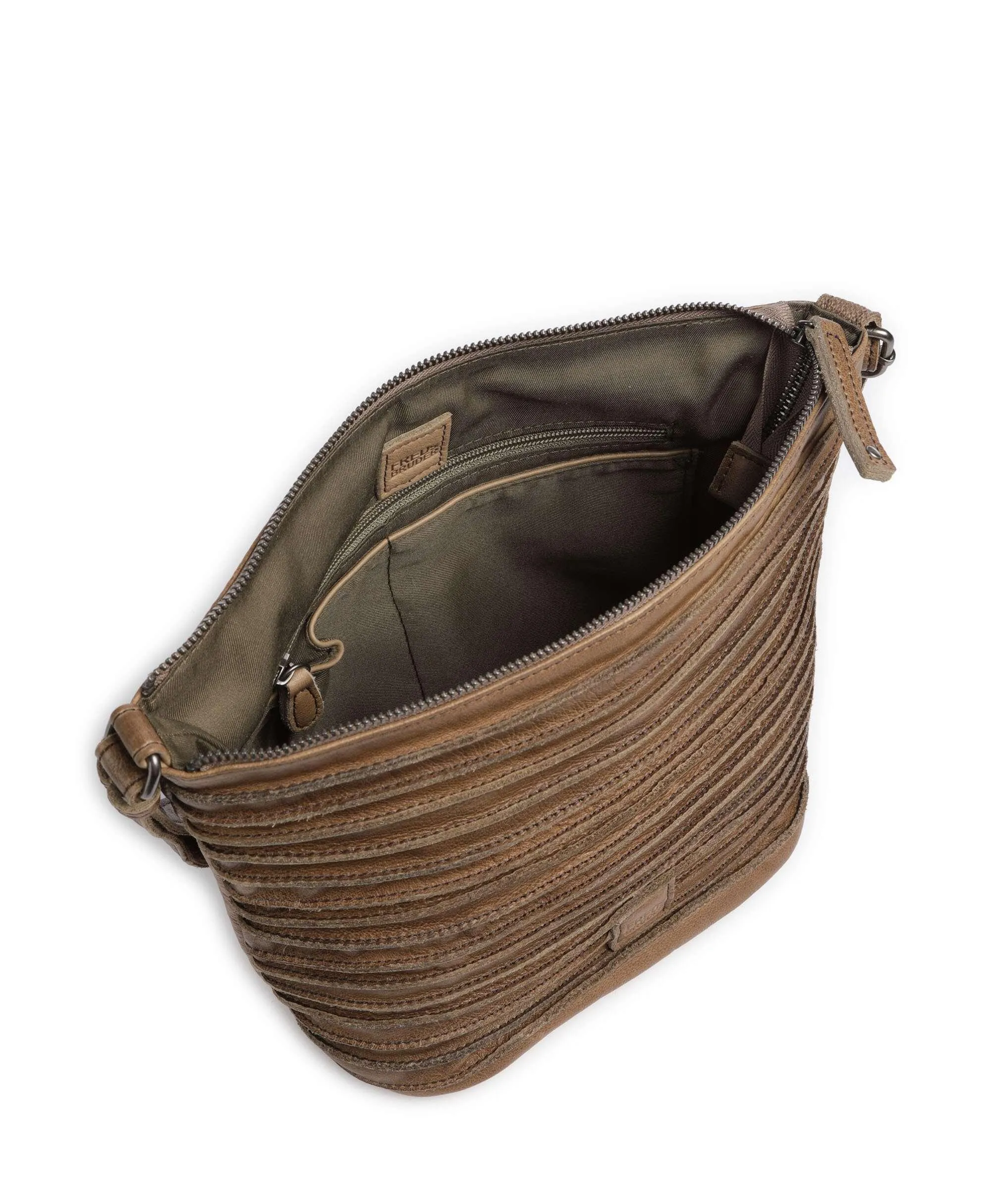  FredsBruder Riffelinchen Borsa a tracolla pelle di vacchetta grana verde-oliva  