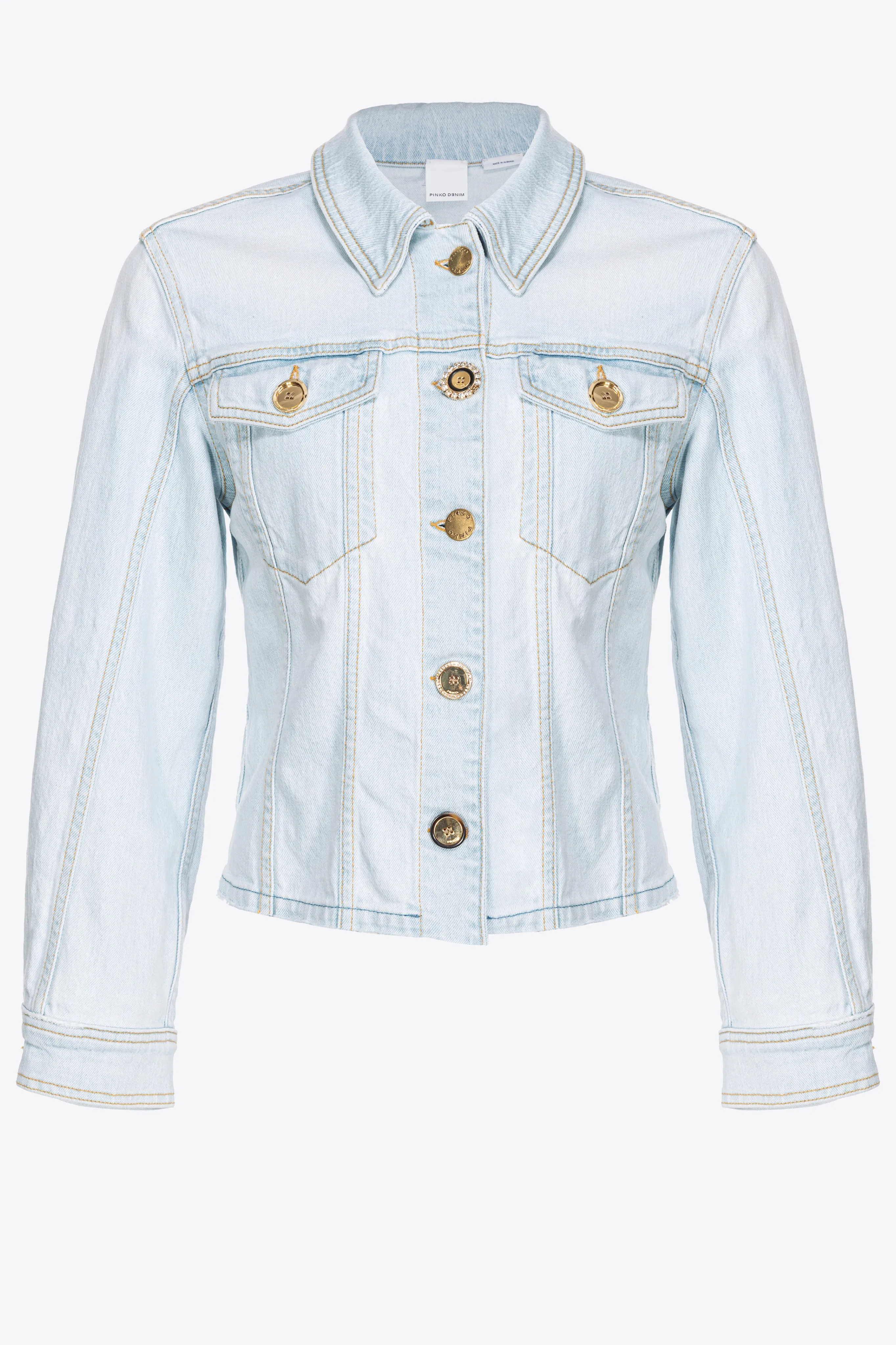 Giubbino in denim lavaggio bleach in cotone stretch
