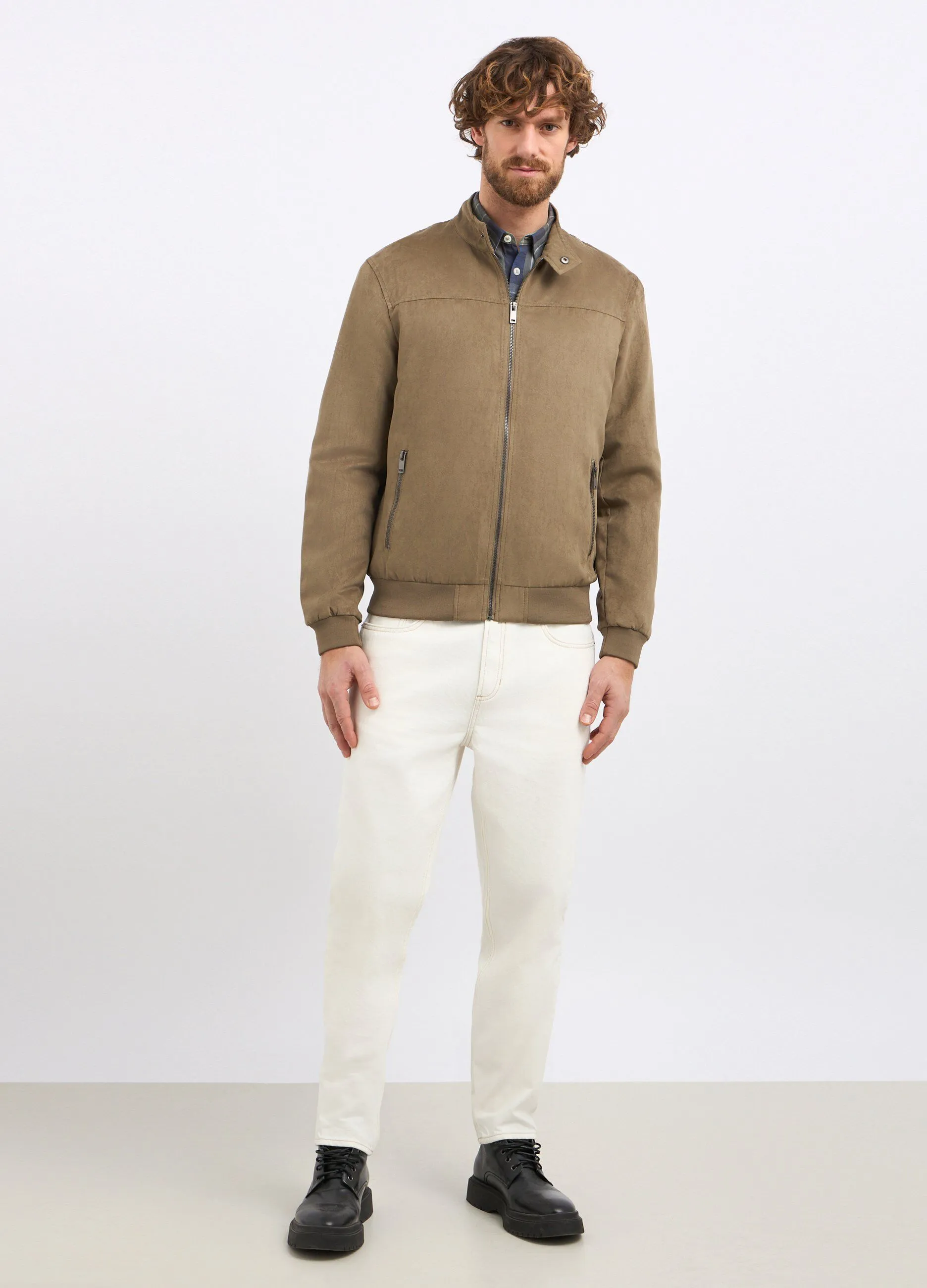 Giubbino scamosciato full zip uomo