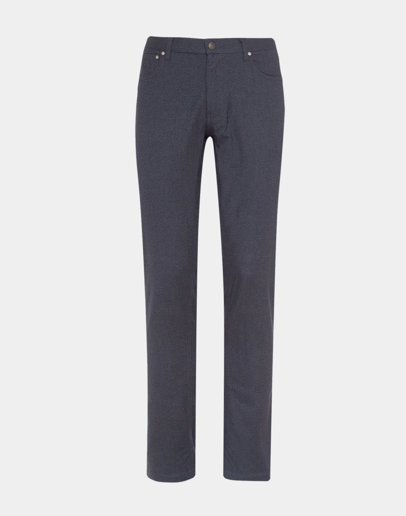 Grey washed cotton five-pocket trousers