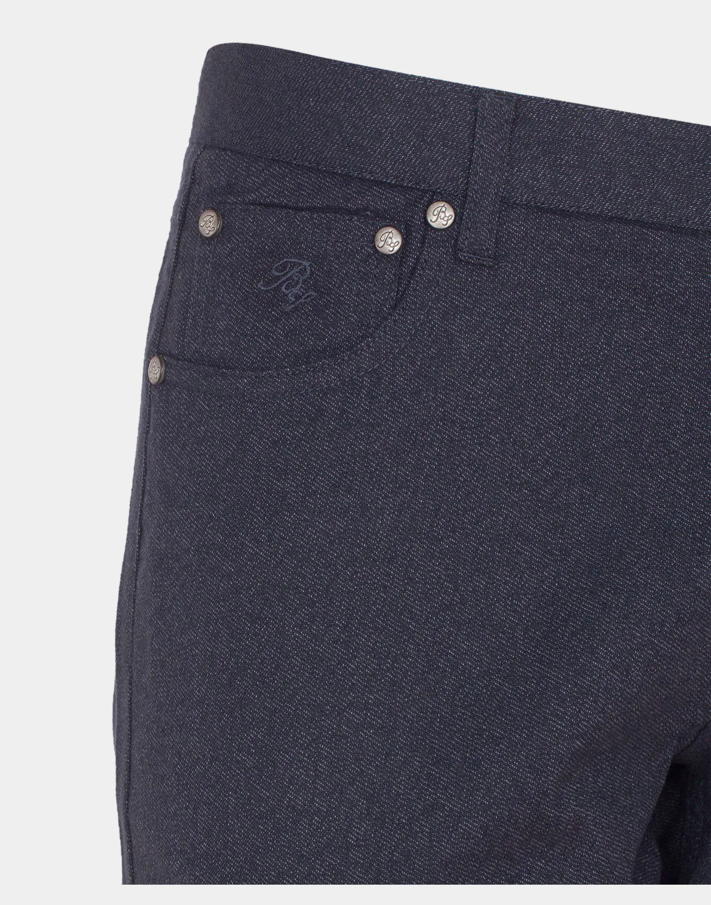 Grey washed cotton five-pocket trousers