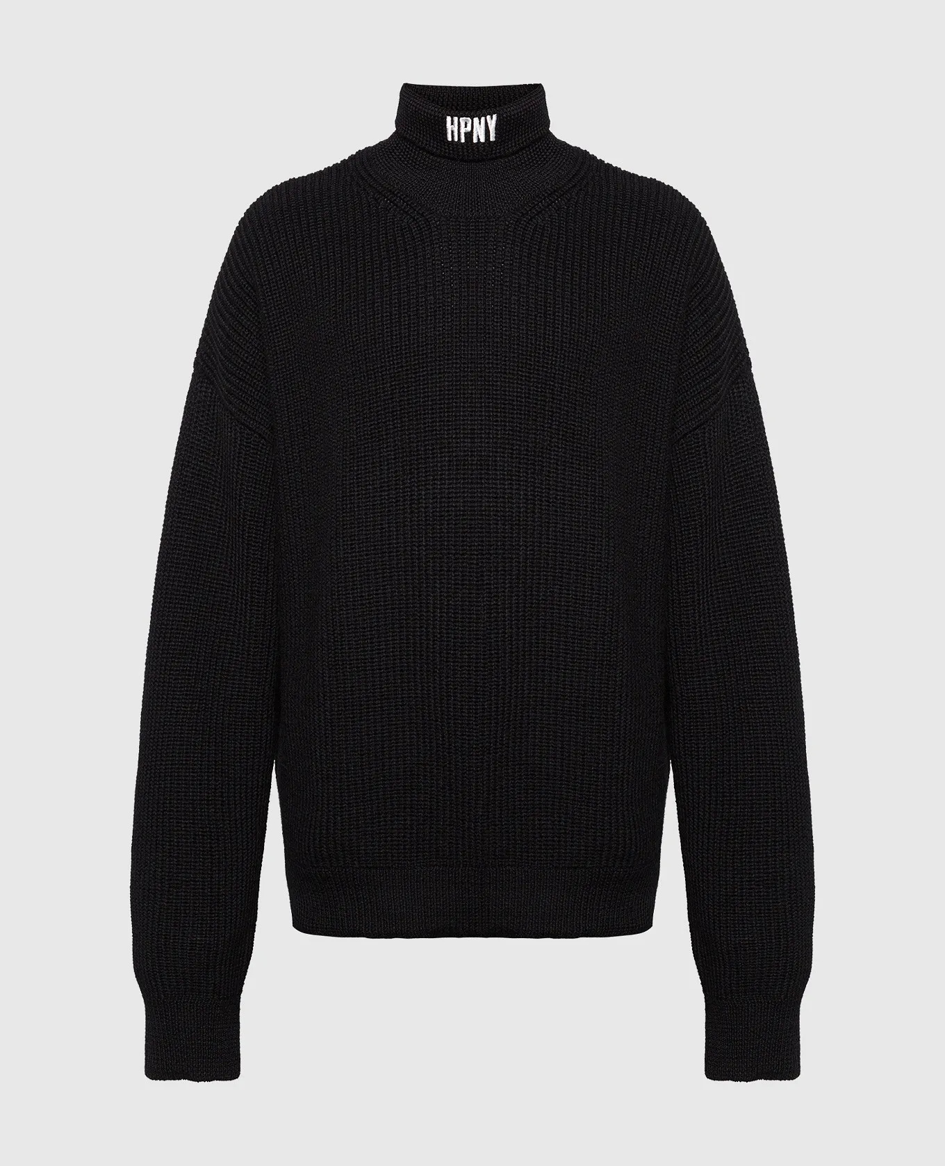Heron Preston Maglia nera in lana con logo ricamato HMHA006F23KNI001