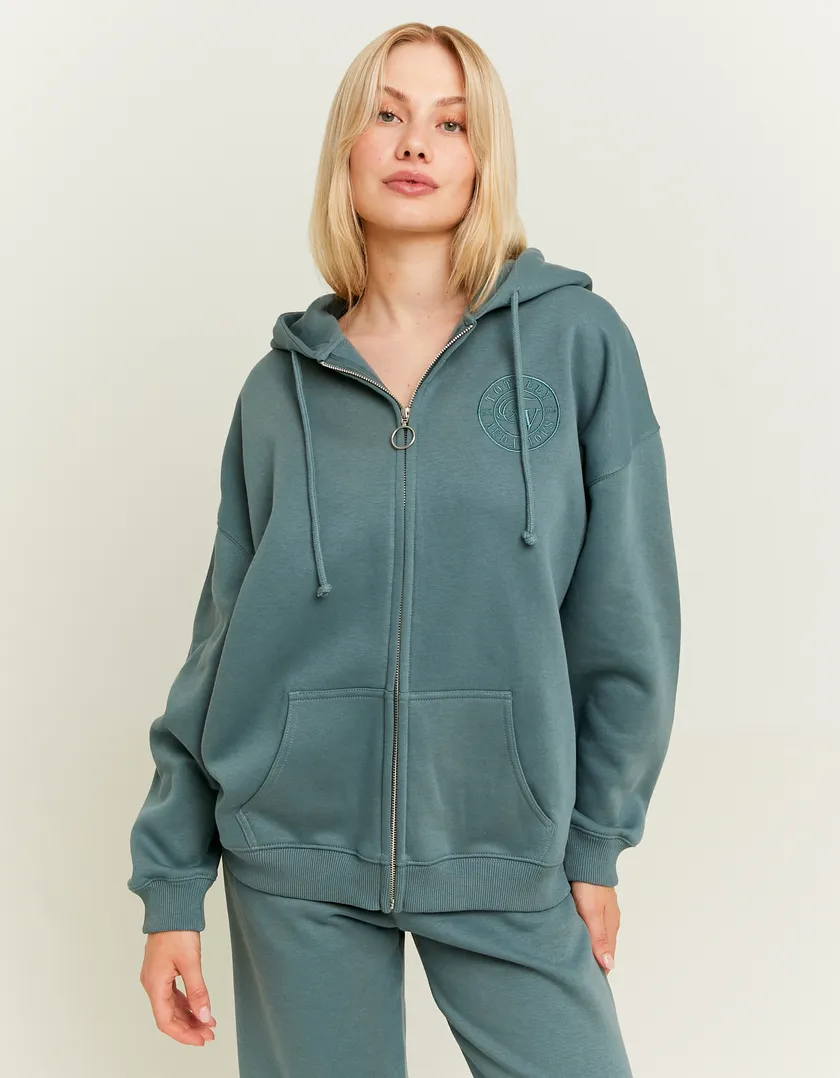 Hoodie Blu con Ricamo  