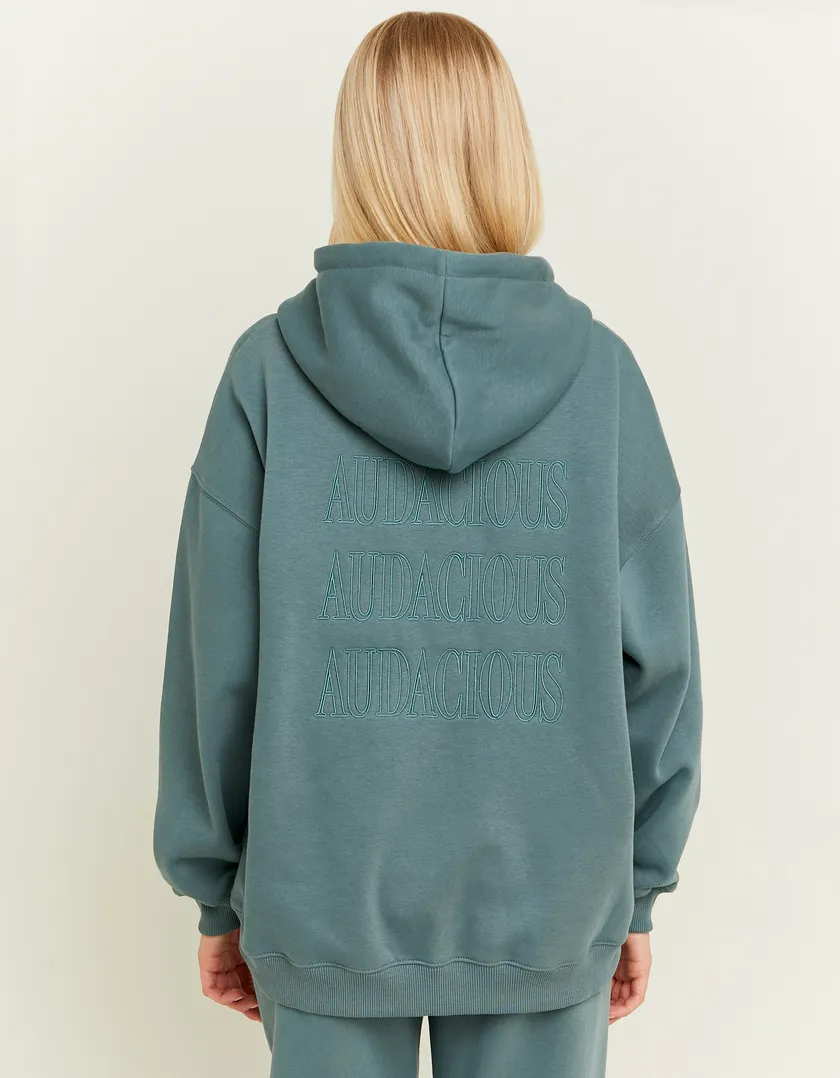 Hoodie Blu con Ricamo  