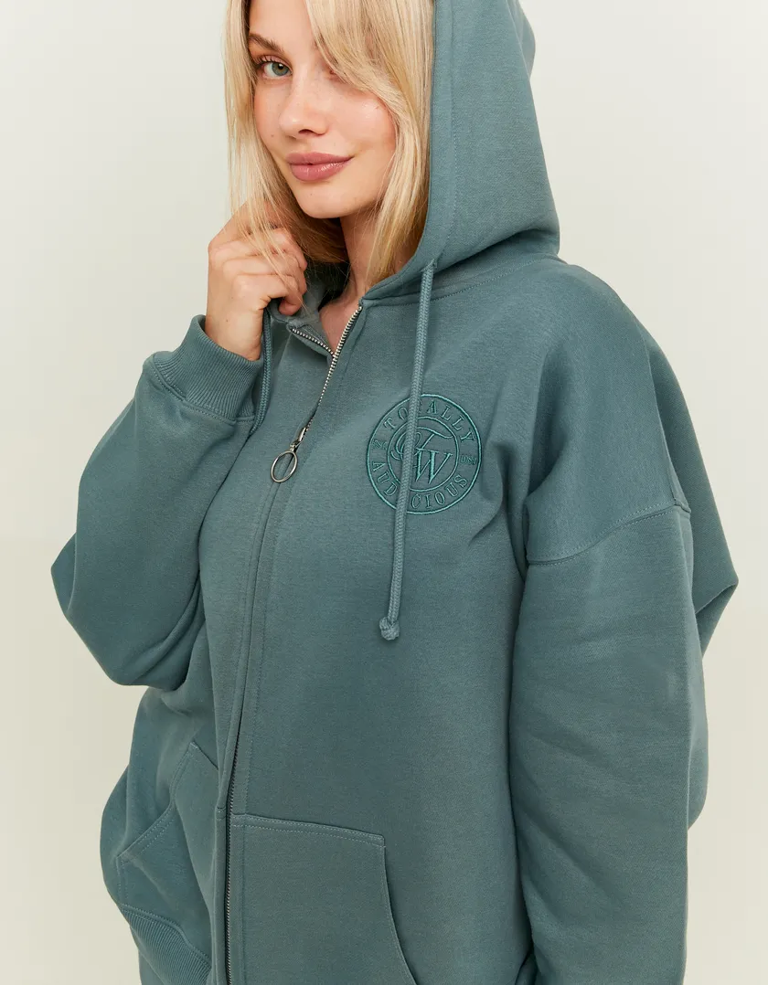 Hoodie Blu con Ricamo  