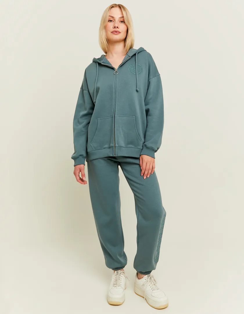 Hoodie Blu con Ricamo  