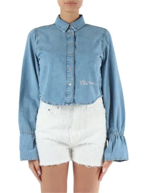 JEANS: Camicia jeans con ricamo logo