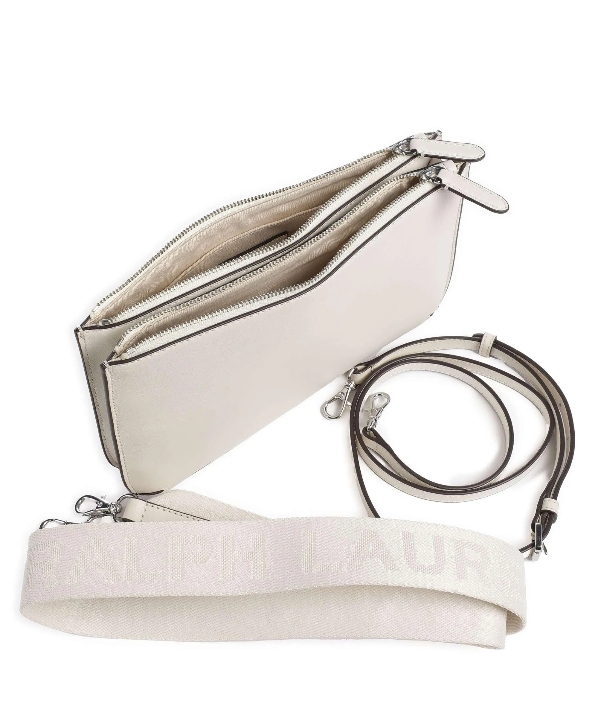  Lauren Ralph Lauren Landyn Medium Borsa a tracolla pelle di vacchetta finemente grana avorio  