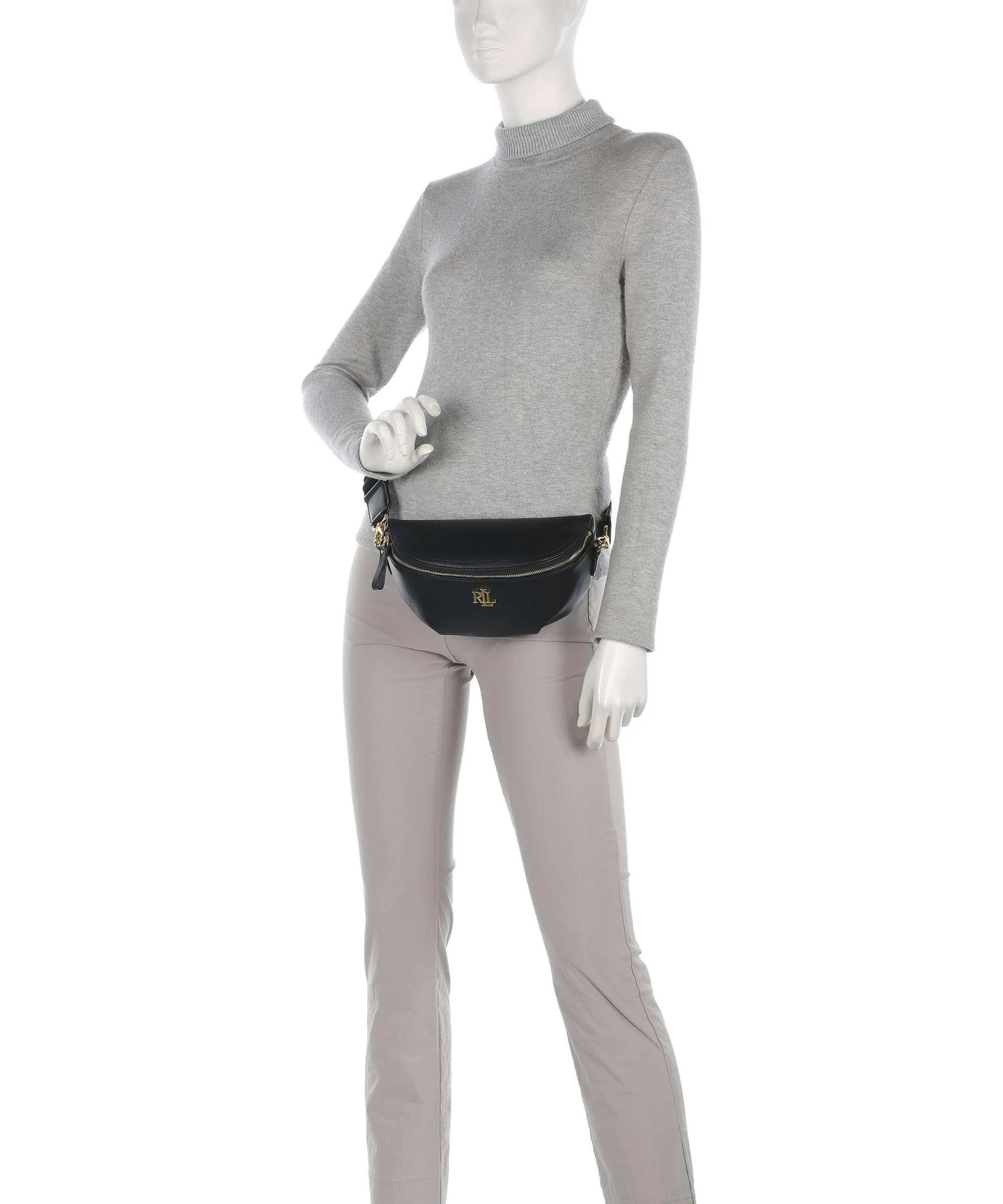  Lauren Ralph Lauren Marcy Marsupio pelle di vacchetta finemente grana nero  